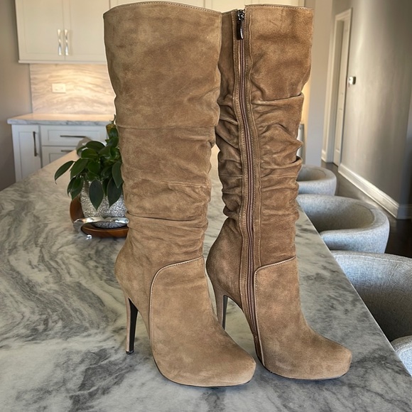 Luichiny ruched suede knee platform boots US 7 - Picture 2 of 12
